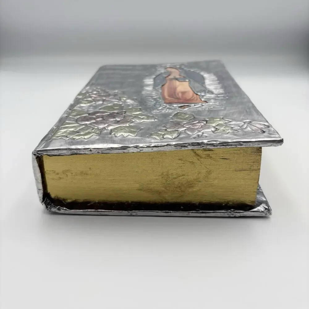 Spanish Catholic Bible Virgen de Guadalupe Repujado Metal Cover Sagrada Biblia